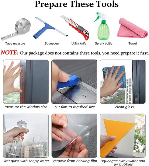WochiTV Window Tint for Home, One Way Privacy Window Film, Glass Mirror Tint Non Adhesive Static Cling UV Blocking Heat Control Reflective Solar V...