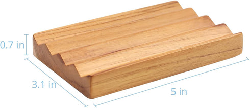 Teak Soap Dish for Shower Pack of 2 by HTB, Wood Decorative Bath Soap Holder Heightened Base Design to Keep Soap Dry in Kitchen, Bathroom, Sink, B...