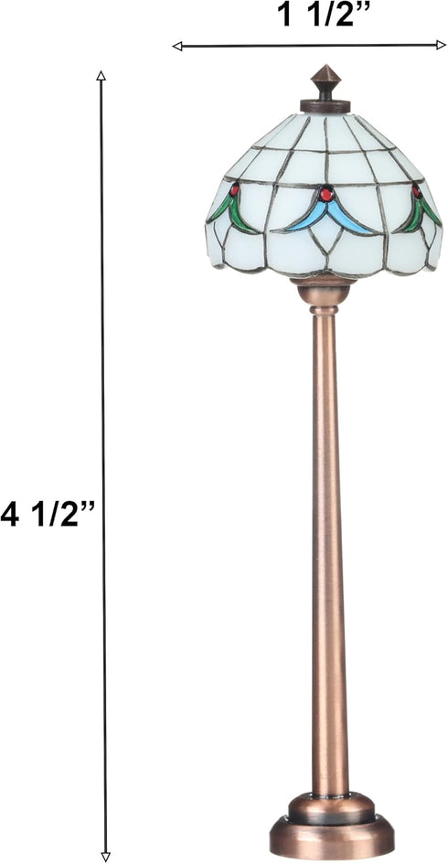 Mini dollhouse tiffany floor lamp, LED miniature lighting for dolls house decor, functional light, Furniture accessories (Tiffany floor lamp 1)...