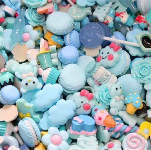 Zhiheng Random 30 Pack Cute Candy Plastic Beads Fruit Dessert Ice Cream Resin Charms Slices Flatback Buttons for Handcraft Accessories Scrapbookin...