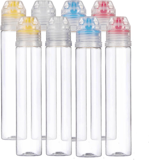 RAYNAG 8 Pack Honey Bottles Reusable Plastic Squeeze Bottle with Flip Lids Condiment Dispenser For Ketchup Salad Sauce Honey Tomato Mustard Dressi...