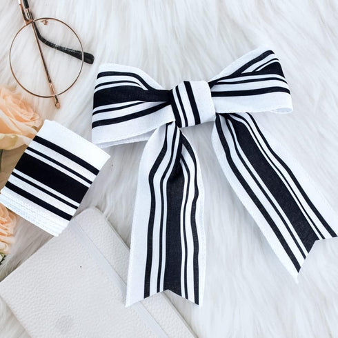 TONIFUL 2.5 Inch Black and White Striped Wired Edge Ribbon, Burlap Ribbon, Blakc White Wired Ribbon for Gift Wrapping, Wreath Bows Making, Crafts ...