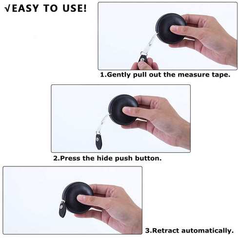 Sewing Tape Measure, Medical Body Cloth Tailor Craft Dieting Measuring Tape, 60 Inch/1.5M Dual Sided Retractable Ruler with Push Button Round(1 Pa...