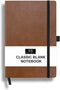 RICCO BELLO Blank Page Hardcover Notebook with Lined Writing Guide, Pen Loop, Band Closure, Bookmark, Storage Pocket, 5.7 x 8.4 inches (Brown)...