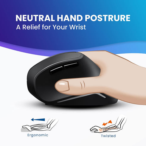 Perixx PERIMICE-715II Wireless Ergonomic Vertical Mouse - 2.4 G - 800/1200/1600 DPI - Right Handed Natural Ergonomic Vertical Design...