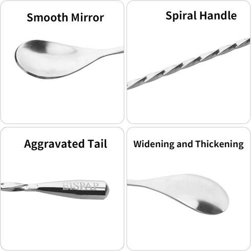 2Pcs Cocktail Spoon Long Handle Bar Spoon - 12" Metal Spoons Drink Mixers for Cocktails Stainless Steel Spoons Stirring Spoons for Coffee Bar Acce...