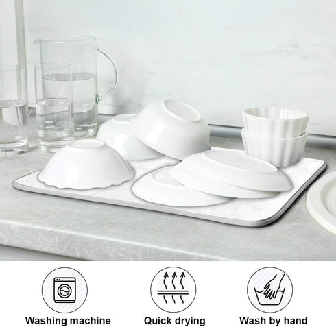 White Marble Dish Drying Mat for Kitchen, Easy Clean Dishwasher Safe Heat Resistant Eco-Friendly Countertop Mat, Christmas Decor 16 X 18 inches...