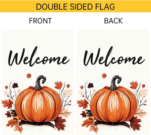 Fall Garden Flag Outdoor 12x18 double sided Courtyard Bag Garden Thanksgiving Pumpkin, Deciduous Harvest flag Welcome Holiday flag outside...