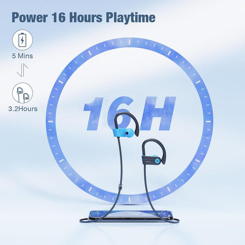 Boean Bluetooth Headphones, Bluetooth 5.3 Wireless Headphones with 16 Hours Playtime, Stereo Bass IPX7 Waterproof Over Ear Earphones for Workout a...