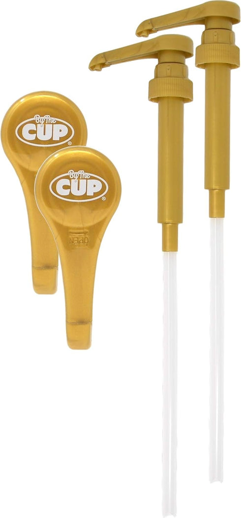 By The Cup Gold Coffee Syrup Pump for 750 ml Bottles (Pack of 2) Fits Upouria, Torani, DaVinci, and Monin (1L Plastic Only)...