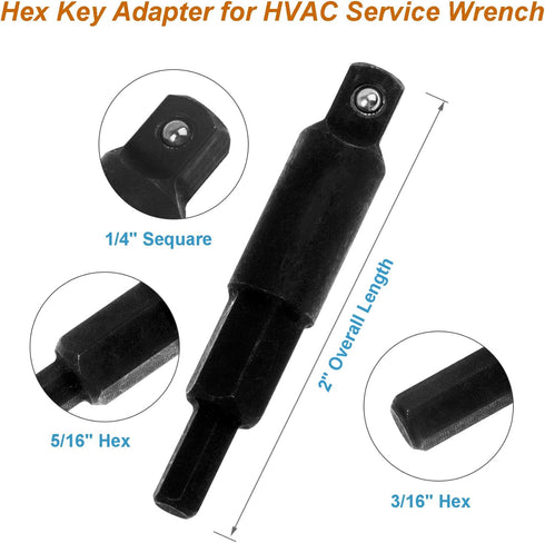 AC Ratchet Wrench, HVAC Service Wrench with HVAC Hexagon Bit Adapter, Premium AC Service Tools for Refrigeration Equipment Repair (3/16”, 1/4”, 5/...