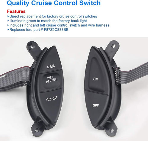 Cruise Control Switch Buttons Steering Wheel Mounted Compatible with 1998-2003 Ford Ranger Explorer F150 Mercury Mountaineer Mazda B3000 Replaceme...