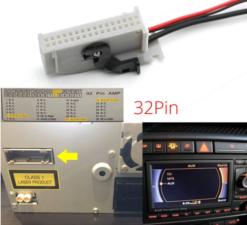 Bluetooth Adapter Audio Aux Input Cable Compatible with Audi RNS-E Navigation Plus A8 TT R8 A3 A4 A6 32-pin...