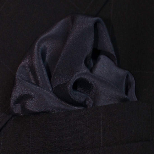 Fine Navy Blue 100% Silk Pocket Square Full-Sized 16"x16"...