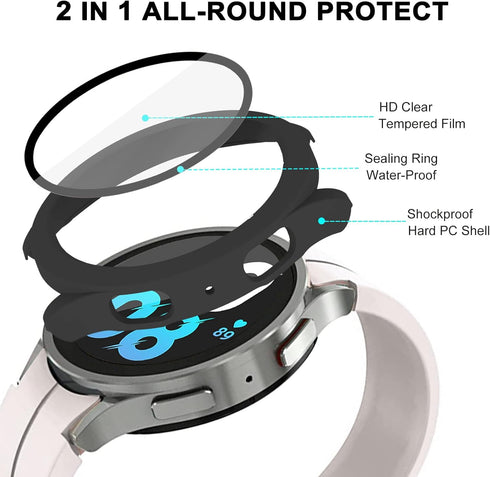 NINKI Compatible Waterproof Samsung Galaxy Watch 5 40MM Case with Screen Protector Black,Waterproof Dustproof Shockproof Protective Case for Galax...