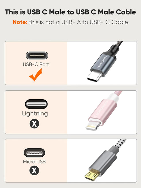 CableCreation Short USB C to USB C Cable 60W 0.5FT, USB Type C Fast Charging Cable Compatible with iPhone 15 Series, MacBook Pro, iPad Pro Air 4, ...