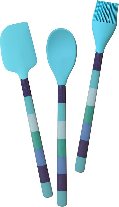 French Bull Easy Grip Melamine Handle Silicone Non-Stick Heat Resistant BPA-Free Chef Kitchen Utensils for Cooking, Mixing, Baking, Spatula, Blue...