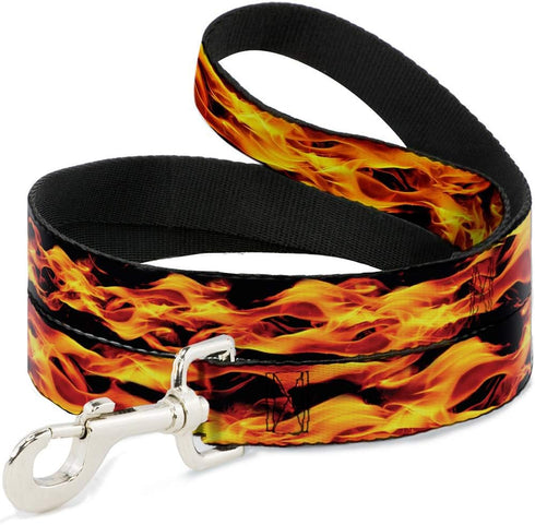 Dog Leash Flames Vivid Black Orange 6 Feet Long 0.5 Inch Wide...