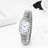 JewelryWe Women's Easy Reader Analog Watch Gold Silver Plated Elastic Band Wristwatch for Valentine’s Day...