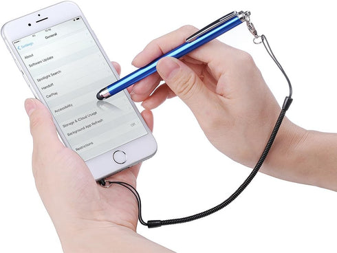 Elastic Tether Lanyards (Pack of 8) for Stylus Pens with Top Port, Retractable Coiled Spring Lobster Clasp Hook Earphone Jack (Black)......