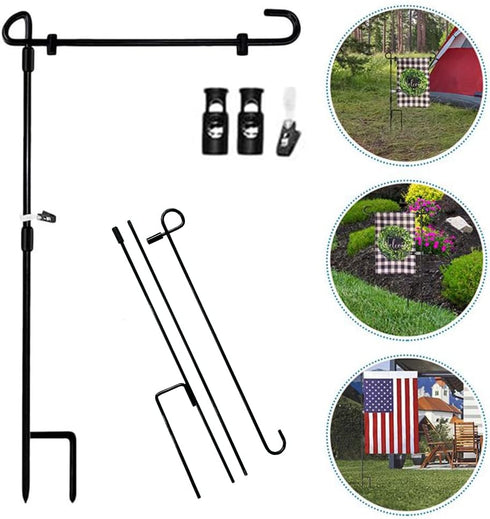 SHARE&CARE Garden Flag Stand, Garden Flag Pole Holder with 1 Tiger Clip and 2 Spring Stoppers for Garden and Home Decoration 12 x 18 Inches withou...