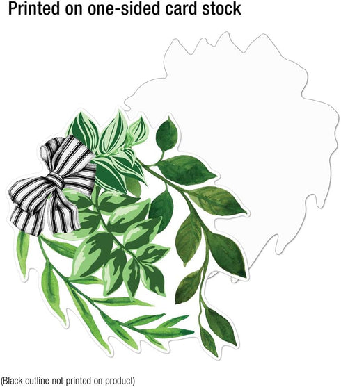 Schoolgirl Style Simply Boho 12-Piece Extra Large Greenery Bulletin Board Cutouts, Greenery Leaves with Black and White Bows Cutouts for Bulletin ...