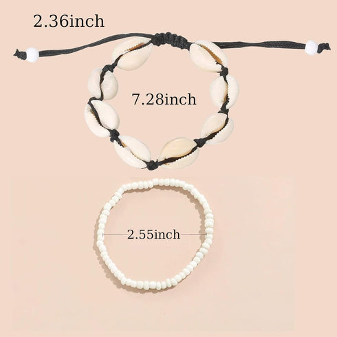 Boho Shell Beads Anklets Set 2 Piece shell anklets for women Sea Turtle Starfish Ankle Bracelets Chain Adjustable Foot Jewelry for Women...