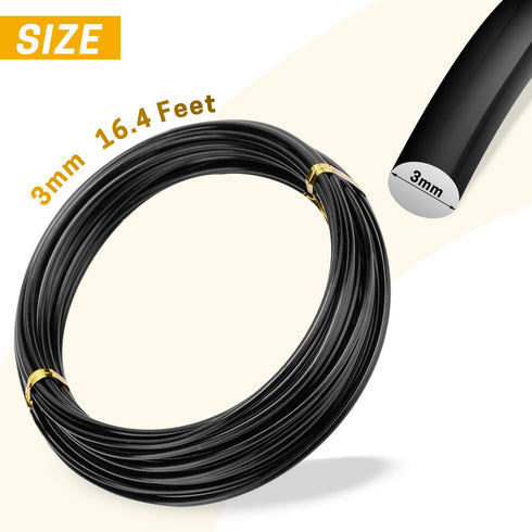 16.4 Feet Black Aluminum Craft Wire 3 mm Thickness Bendable Metal Craft Wire for DIY Crafts Making...