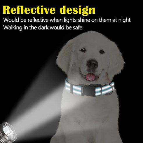 6 Pcs Reflective Dog Collar Soft Padded Breathable Nylon Pet Collar Adjustable Puppy Collar with Safety Locking Buckle for Dogs Cats Puppy Pets Ac...