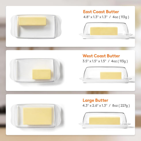 Lifewit Butter Dish with Lid for Countertop, Extra Large Plastic Butter Holder Container with Handles&Markings in Kitchen Organization, Perfect fo...