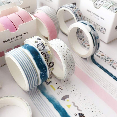 YUBBAEX 5 Rolls Washi Tape Set Creative Basic Skinny Masking Decorative Tapes for Arts, DIY Crafts, Journals, Planners, Scrapbooking, Wrapping (Do...