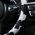 Leather Steering Wheel Cover, Universal 15 inch Breathable Anti-Slip Car Cow Steering Wheel Cover for Women Men, Black&White...