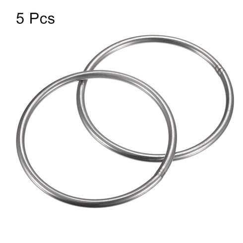 uxcell Stainless Steel O Rings, 5pcs 90mm(3.54") Outer Dia. 5mm Thickness Multi-Purpose Metal Welded O-rings Round Rings for Hardware Luggage Acce...
