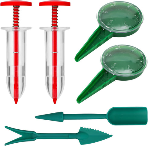 6pcs Seed Spreader Tool Set, Including 2 Small Seed Planter Sower Handheld Plastic 2 Mini Sowing Seed Dispenser 2 Tiny Seedlings Dibber and Widger...