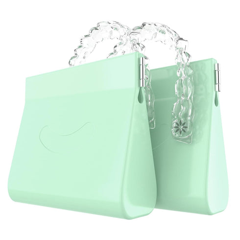 2Pack Silicone Retainer Case, Soft Cute Retainer Bag, Aligner Case with Vent Holes, Compatible with Invisalign, Mouth Guard Case, Green...
