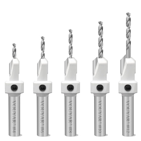 YOUYAR Carbide Tipped Pro Countersink Drill Bit Set #4, 6, 8, 10, 12, 5-Piece Tapered Drill Bit for Wood,High Speed Steel Woodworking Carpentry Re...