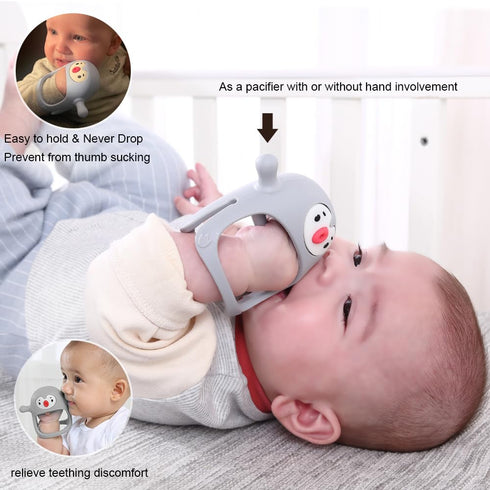 Smily Mia 2pack Penguin Teether for Babies 0-6Month, Silicone Teething Mittens&Baby Chew Toys for 3-6Month, Shower Gift for Baby Boys, Blue+Grey...