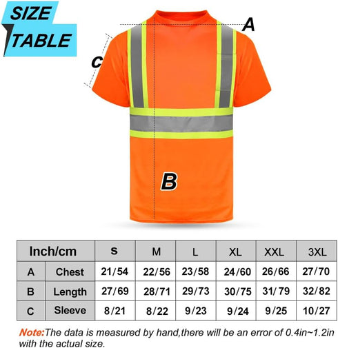 HYCOPROT High Vis Reflective T Shirt Short Sleeve Safety Mesh Quick Dry Shirts (Orange-ms, Small)...
