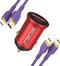 USB C Car Fast Charger Type C USB Fast Charging Charger Cigarette Lighter Adapter for iPhone 14/13/12 (Charger + USB-C & 2TYPE-C, Red)...