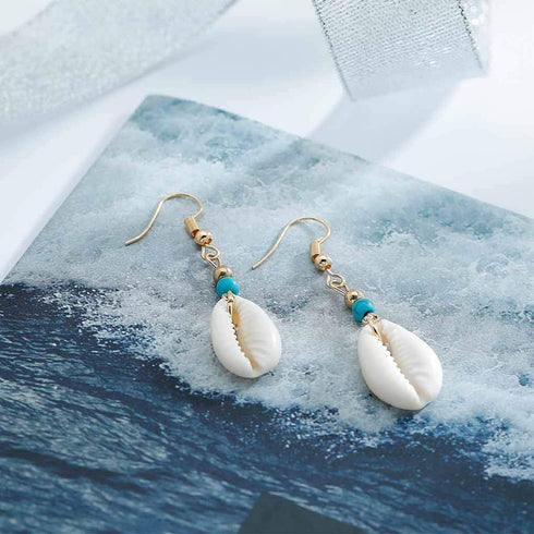 Olbye Cowrie Shell Earrings Turquoise Gold Earrings for Women Boho Earring Body Jewelry...