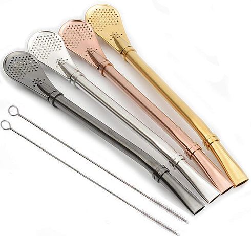 Hihelp 4 PCS Stainless Steel Straws Yerba Mate Bombilla Drinking Straws Free Cleaning Brush Include, Colorful, 6 Piece Set...