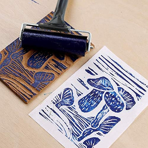 Benvo Rubber Brayer 4 inch Rubber Roller for Printmaking, Painting, Applying Glue, Wallpaper, Block Stamping Anti Skid Construction Tools with Har...