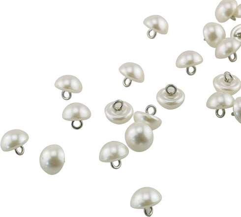 Tegg Half Domed Button 50PCS 10mm Cream-Coloured Half Ball Pearl Buttons with Metal Shank for Clothes, Craft, Sewing...
