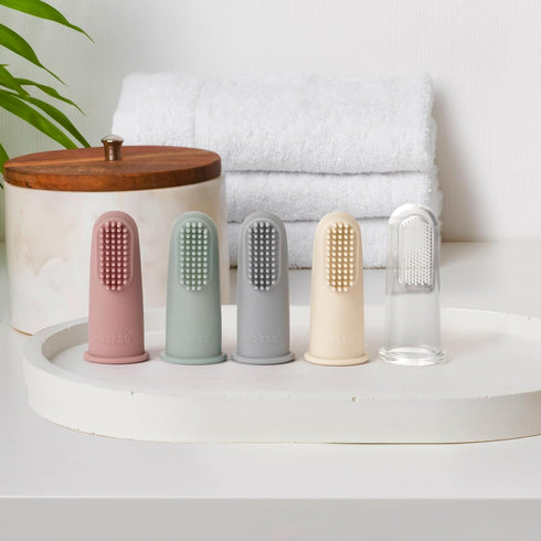 haakaa Silicone Baby Finger Toothbrush, Oral Care for Infants&Babies&Toddlers&Kids, Soft Food Grade Silicone, 0 Months+, 2 Pack, Blush...