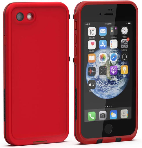 Diverbox iPhone SE 2020/iPhone 8 Waterproof Case - Shockproof IP68 Full-Body with Screen Protector, Underwater 4.7" Cover (Bright red) (Bright red...