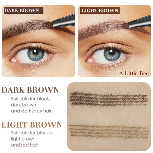 Eyebrow Pencil Dark Brown, Waterproof Microblade Eyebrow Pen 4 Fork Tip Pencil,Smudge Proof Brow Pen Long Lasting Lift & Snatch Liquid Brow Eyebro...