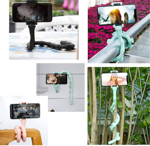 Cute Worm Cell Phone Holder, 360 Degree Rotating Bendable Flexible Phone Mount with Suction Cup Creative Phone Bracket for iPhone, Samsung, LG, Ne...