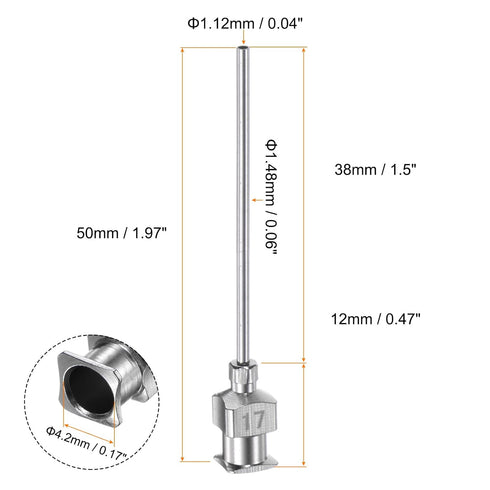 10pcs 17Gauge Stainless Steel Dispensing Needles, 1 1/2" All Metal Glue Needle Tube Blunt Tips Luer Lock for Thick Liquids, Ink, Glue, Lab Use...