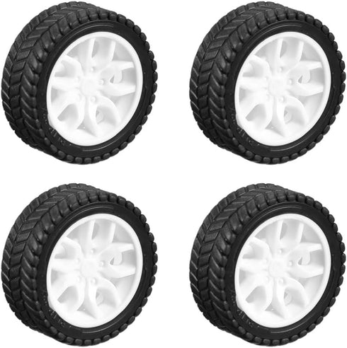 uxcell 30mm Rubber RC Wheel Tires DIY Model Robots 4pcs, White and Black...
