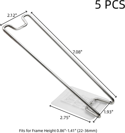 5 Pcs Adhesive Easel Back for Picture Frame Adjustable Picture Frame Easel Stand Stainless Steel Picture Frame Stand Fits for Frame Height 0.86"-1...